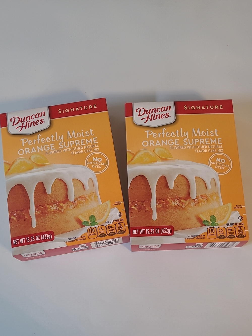 2 Boxes Duncan Hines Signature Orange Supreme Cake Mix